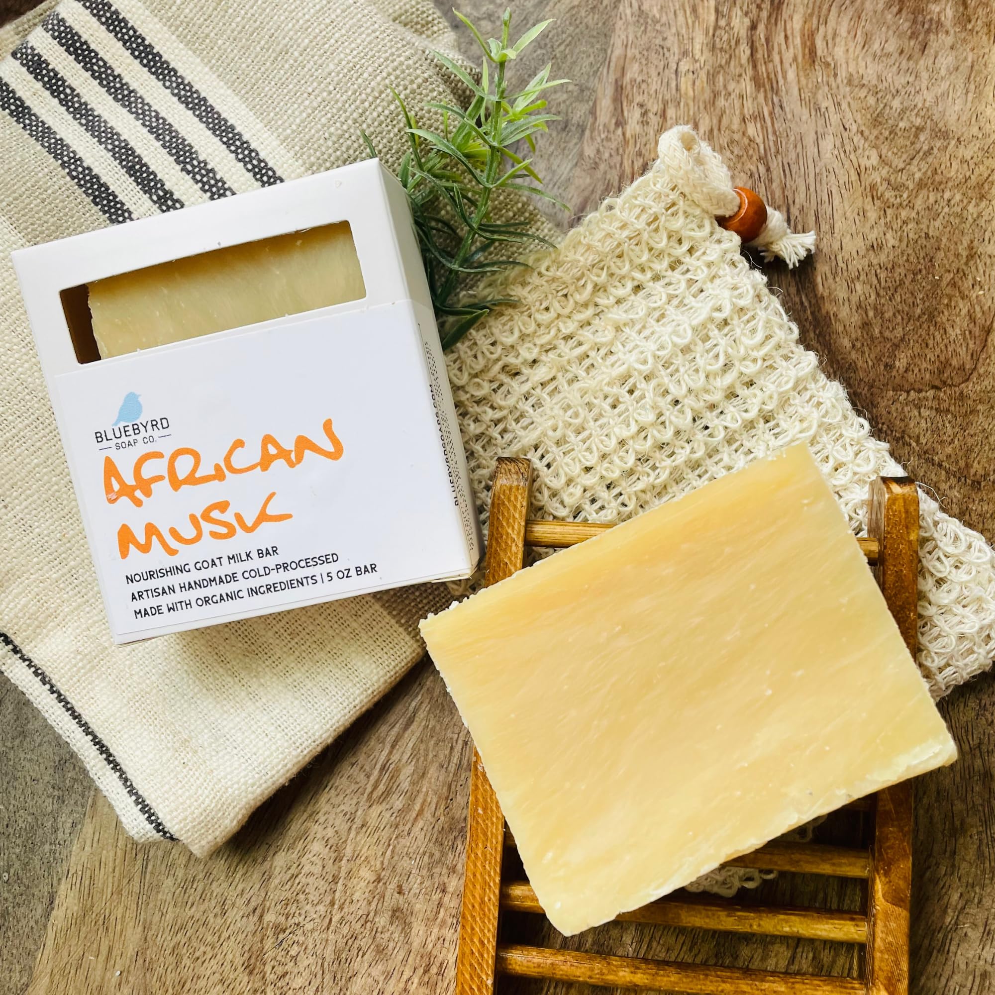 BLUEBYRD Soap Co. African Musk Man Scented Soap Bars| Musk Patchouli & Sandalwood Body Wash for Men | Made with Nourishing Goats Milk & Organic Sustainable Palm Oils (AFRICAN)